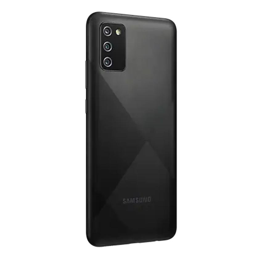 Samsung Galaxy A02s black back left-30 degree side view - Fonez -Keywords : MacBook - Fonez.ie - laptop- Tablet - Sim free - Unlock - Phones - iphone - android - macbook pro - apple macbook- fonez -samsung - samsung book-sale - best price - deal