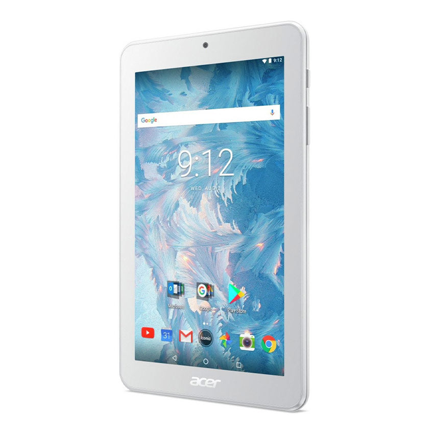 Acer Iconia One 7inch 16GB Wi-Fi white side view- Fonez-Keywords : MacBook - Fonez.ie - laptop- Tablet - Sim free - Unlock - Phones - iphone - android - macbook pro - apple macbook- fonez -samsung - samsung book-sale - best price - deal